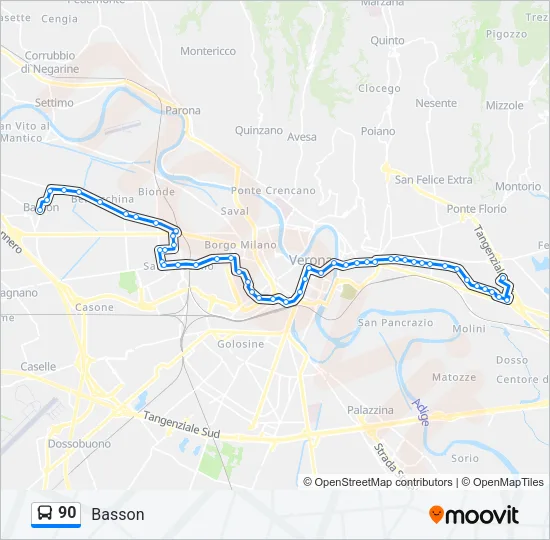 90 Bus Line Map