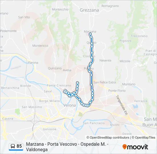 85 Bus Line Map