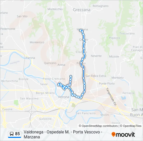 85 Bus Line Map