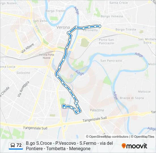 72 Bus Line Map