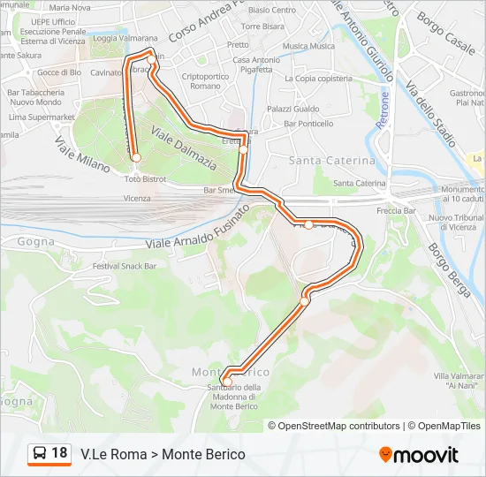 18 Bus Line Map