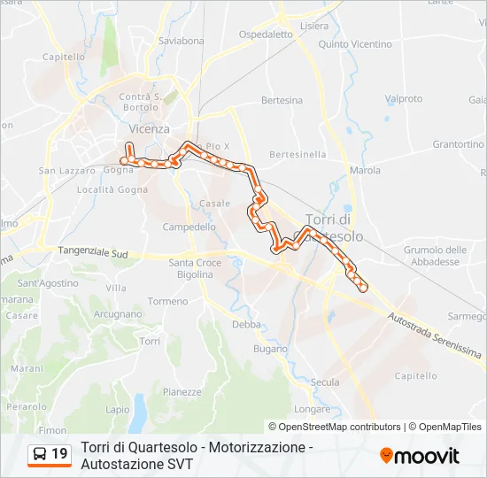 19 Bus Line Map