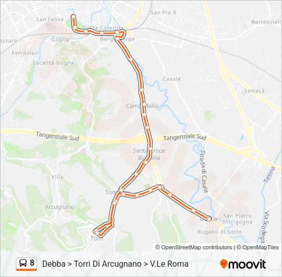 8 Bus Line Map