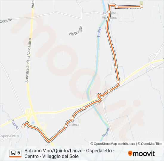5 Bus Line Map