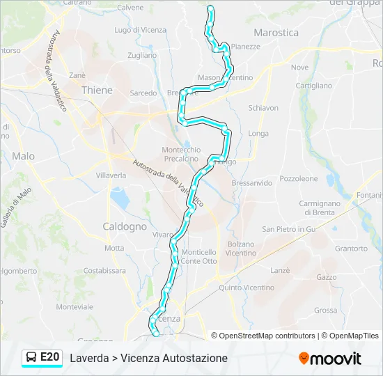 E20 Bus Line Map