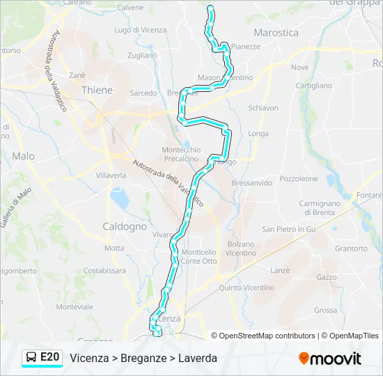 E20 Bus Line Map
