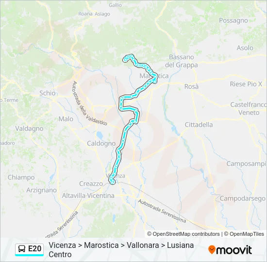 E20 Bus Line Map