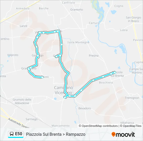 E50 Bus Line Map