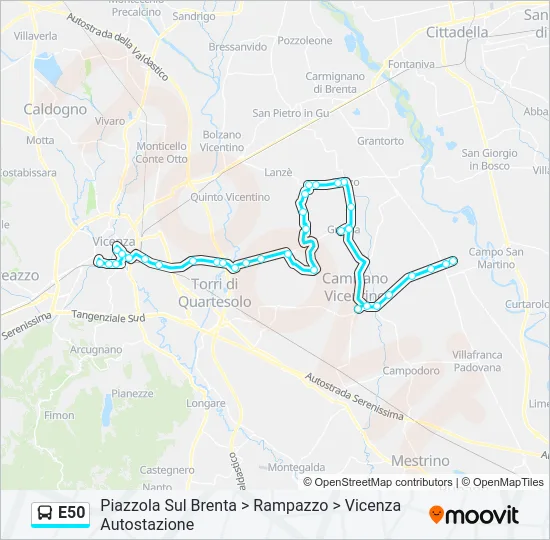 E50 Bus Line Map
