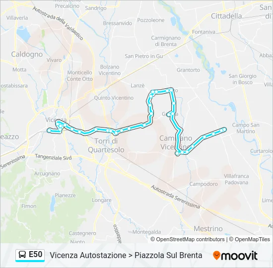 E50 Bus Line Map