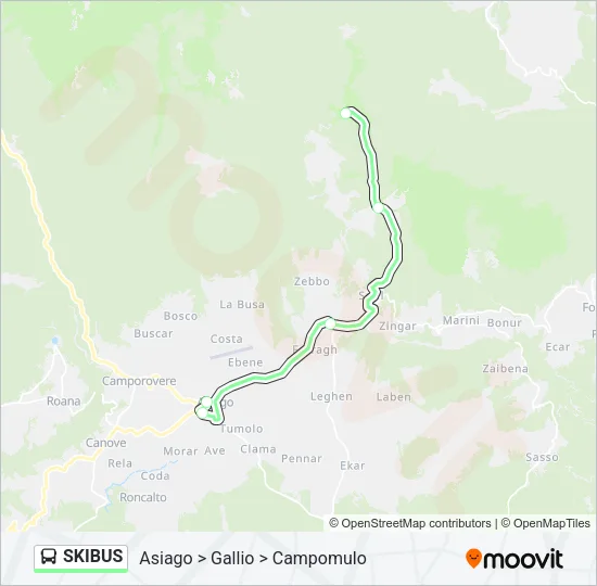 Percorso linea bus SKIBUS