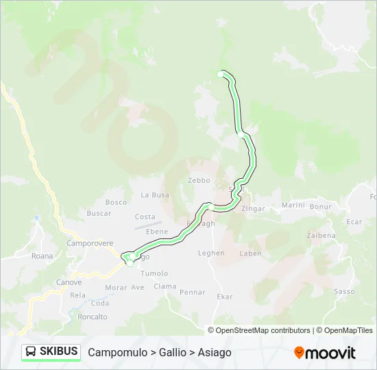 Percorso linea bus SKIBUS