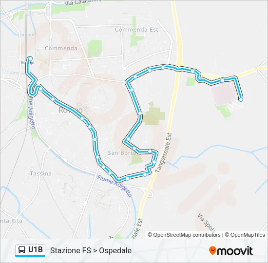 U1B Bus Line Map