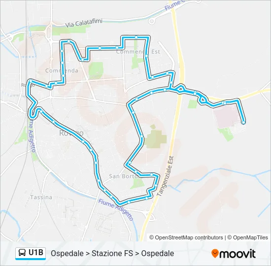 U1B Bus Line Map