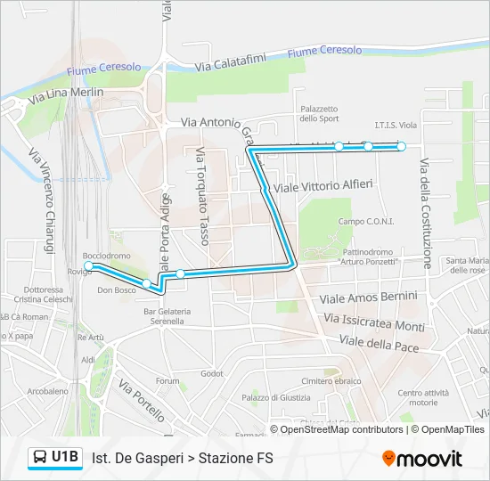 U1B Bus Line Map