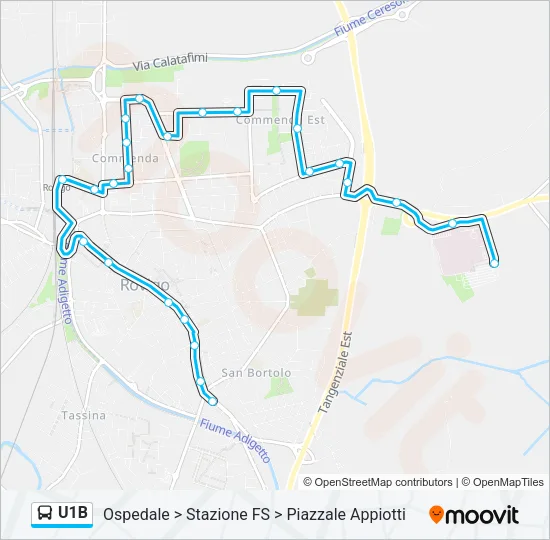 U1B Bus Line Map
