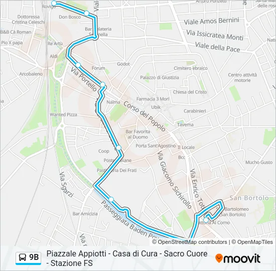 9B Bus Line Map