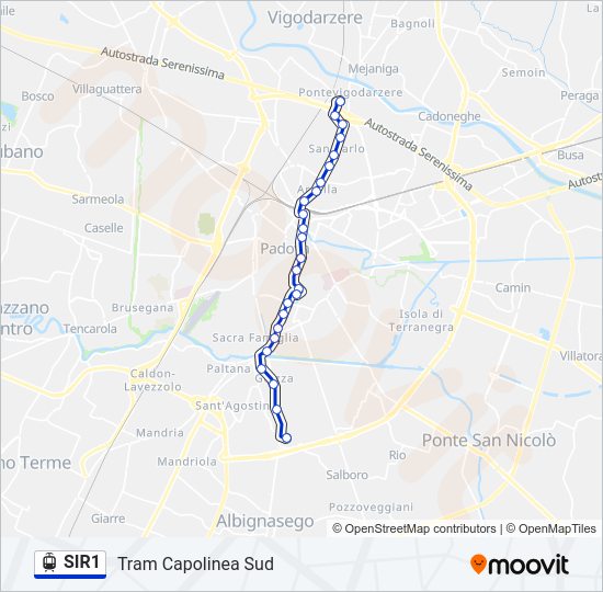 Percorso linea tram SIR1