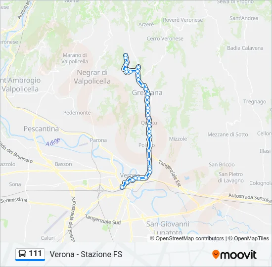 111 Bus Line Map