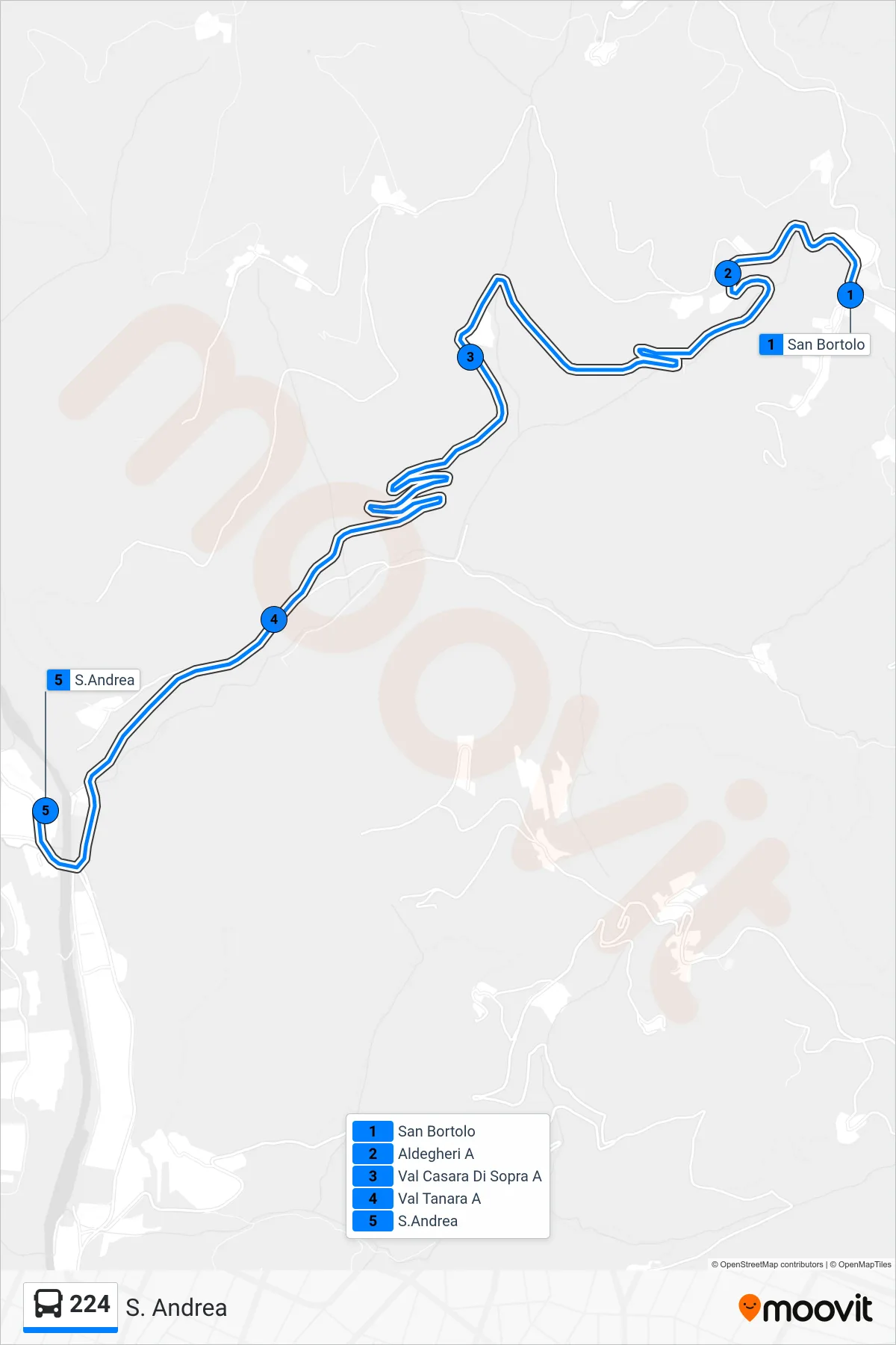 Linea 224 bus (S. Andrea) - Percorsi e fermate sulla mappa