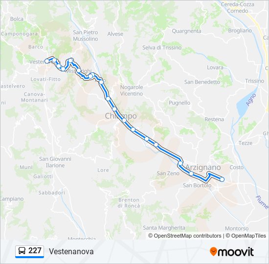 227 bus Line Map