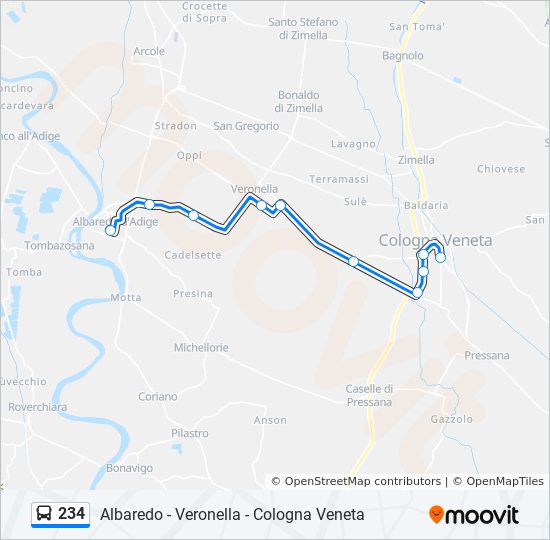 234 bus Line Map