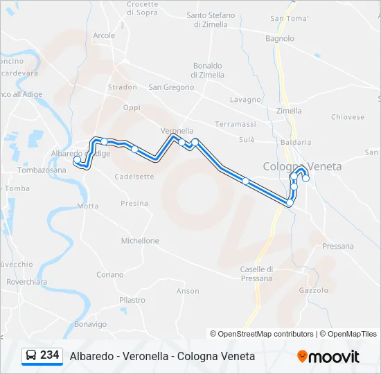 234 Bus Line Map