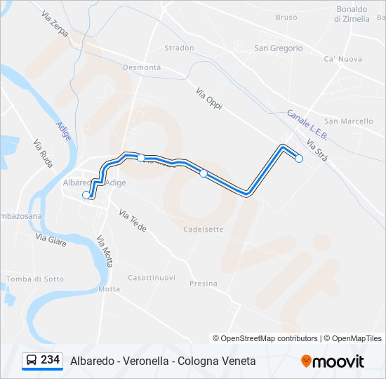 234 bus Line Map