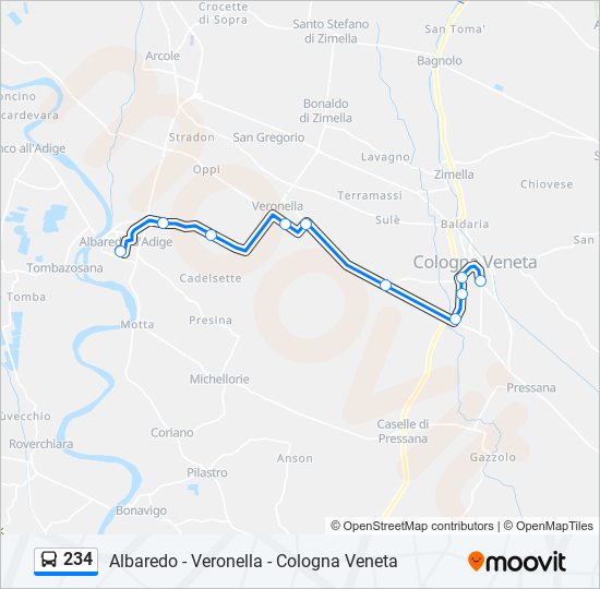 234 bus Line Map