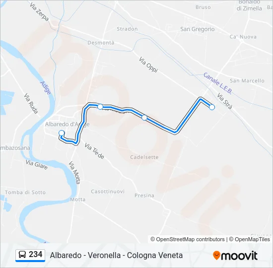 Percorso linea bus 234