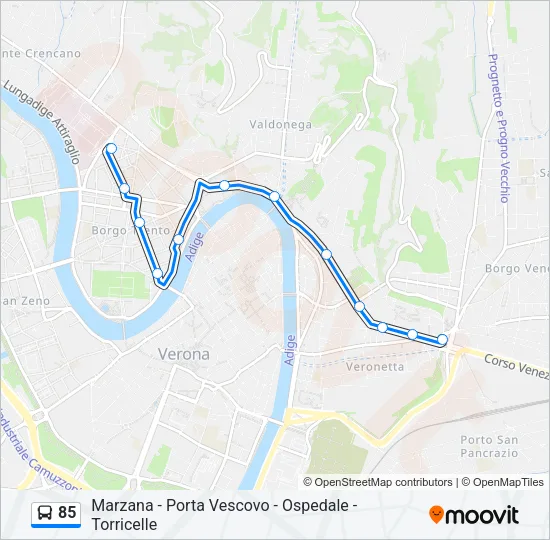 85 Bus Line Map