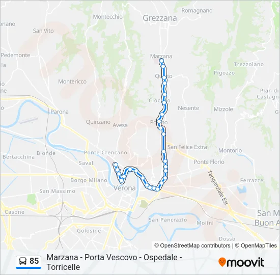 85 Bus Line Map