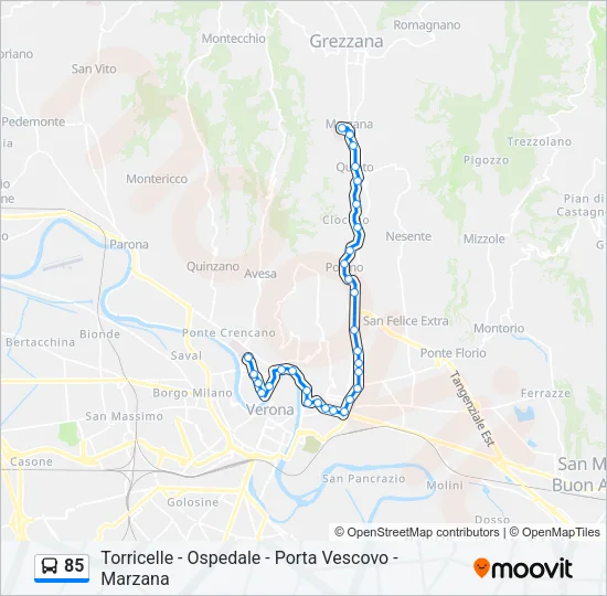 85 Bus Line Map