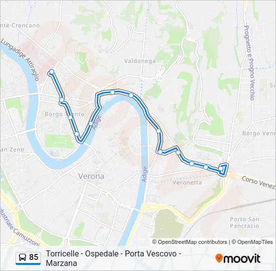 85 Bus Line Map