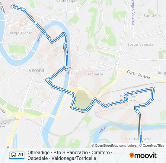 70 Bus Line Map