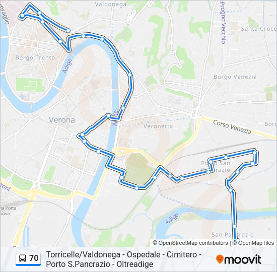 70 Bus Line Map