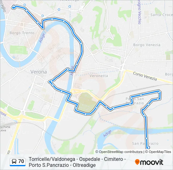 70 Bus Line Map