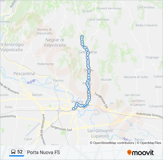52 Bus Line Map