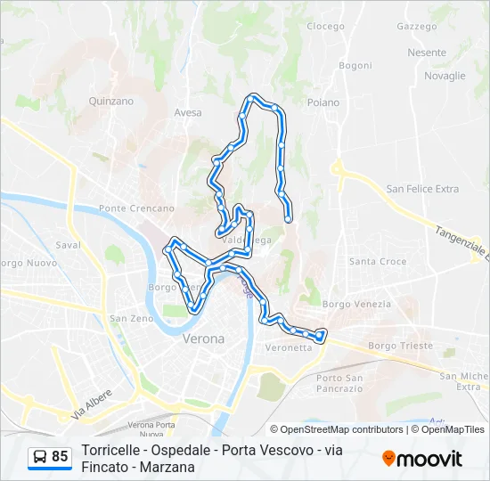 85 Bus Line Map