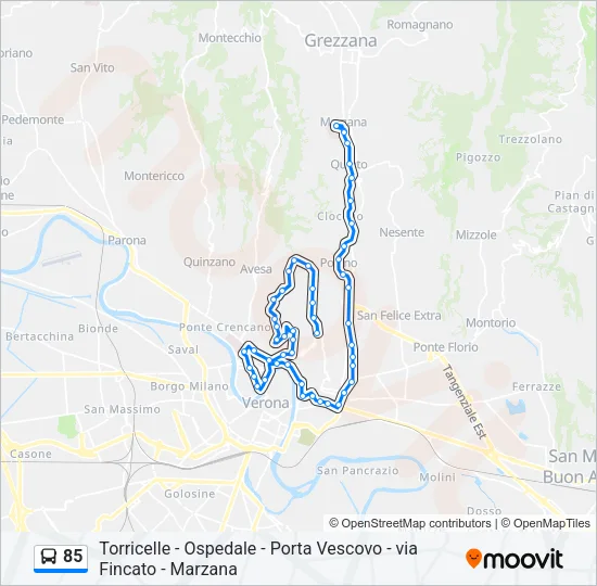 85 Bus Line Map