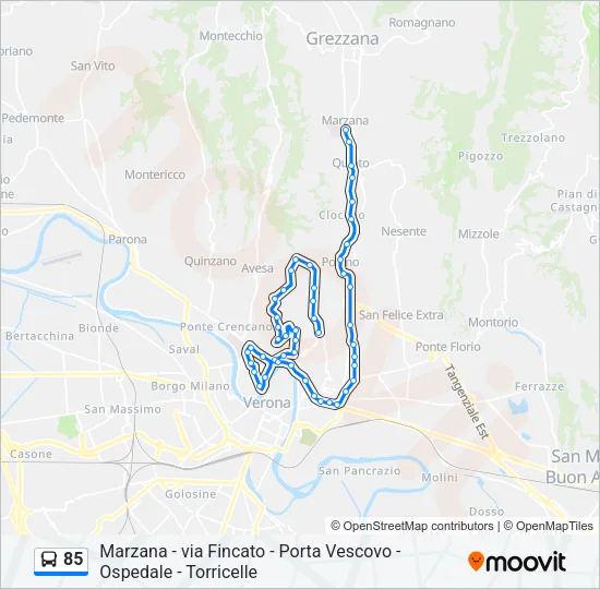 85 Bus Line Map