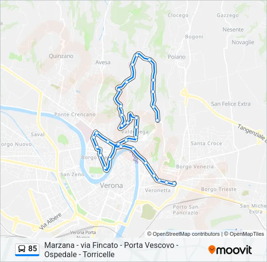 85 Bus Line Map