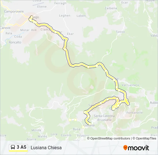Percorso linea bus 3 AS