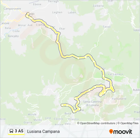 Percorso linea bus 3 AS