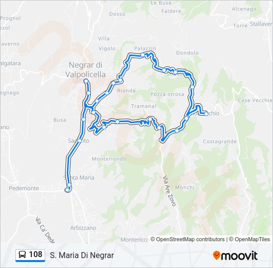 Percorso linea bus 108