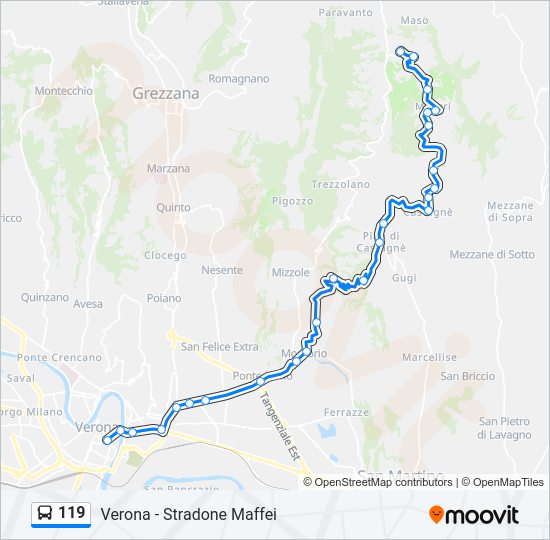 119 bus Line Map