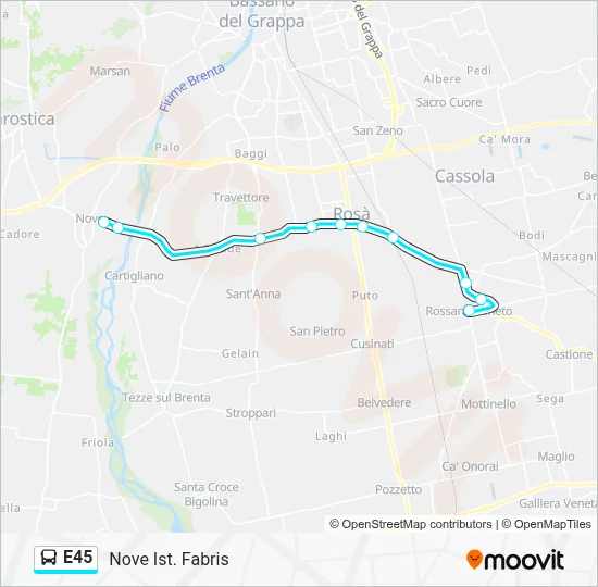 E45 Route: Schedules, Stops & Maps - Nove Ist. Fabris (Updated)