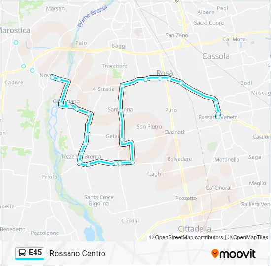 Percorso linea bus E45