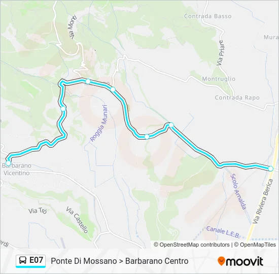 Percorso linea bus E07