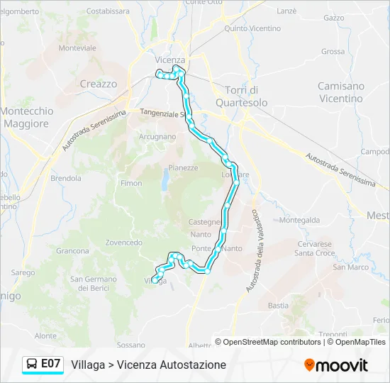 Percorso linea bus E07